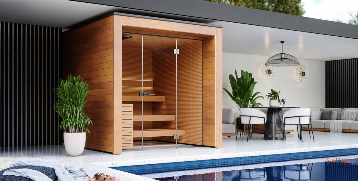 Auroom Aera Outdoor Sauna Kit With 3 Bench Levels And Overhang