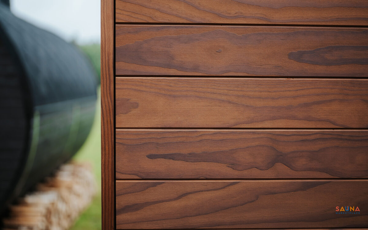Premium Thermowood Auroom Aera Outdoor Sauna Kit With 3 Bench Levels And Overhang