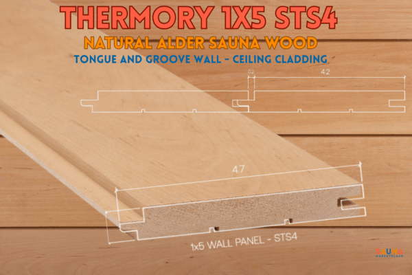 1X5 Alder STS4 Wall Cladding - Natural Sauna Wood by Thermory