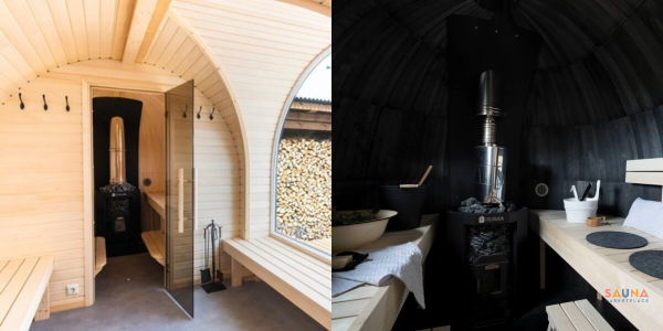 Natural Aspen and Smoke Sauna Black interiors