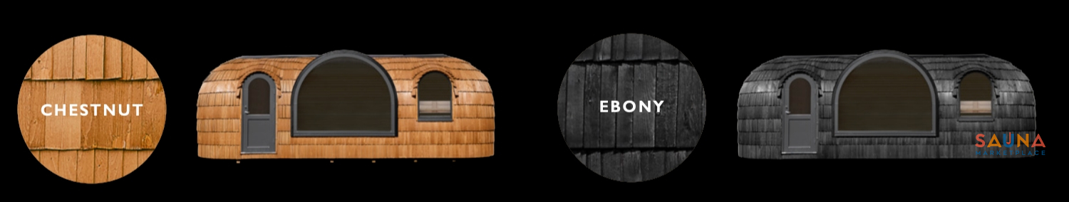 Iglucraft exterior finish options: Ebony and Chestnut