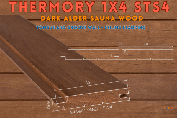 Dark Thermo-Alder Wall Paneling 1×4 STS4 – Intense Thermal Modification Sauna Wood by Thermory