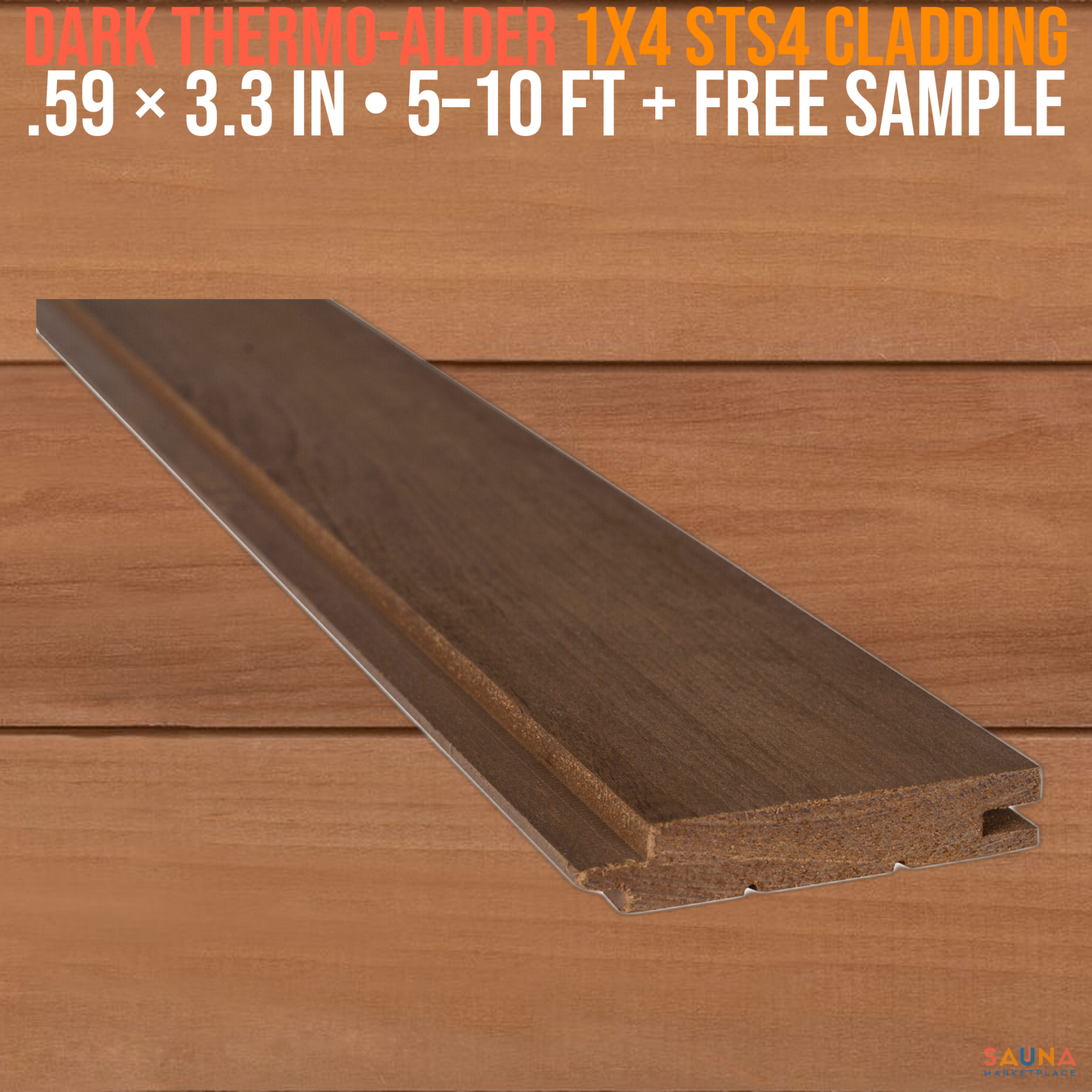 イルマページ Dark Thermo-Alder Wall Paneling 1×4 STS4 – Intense Thermal