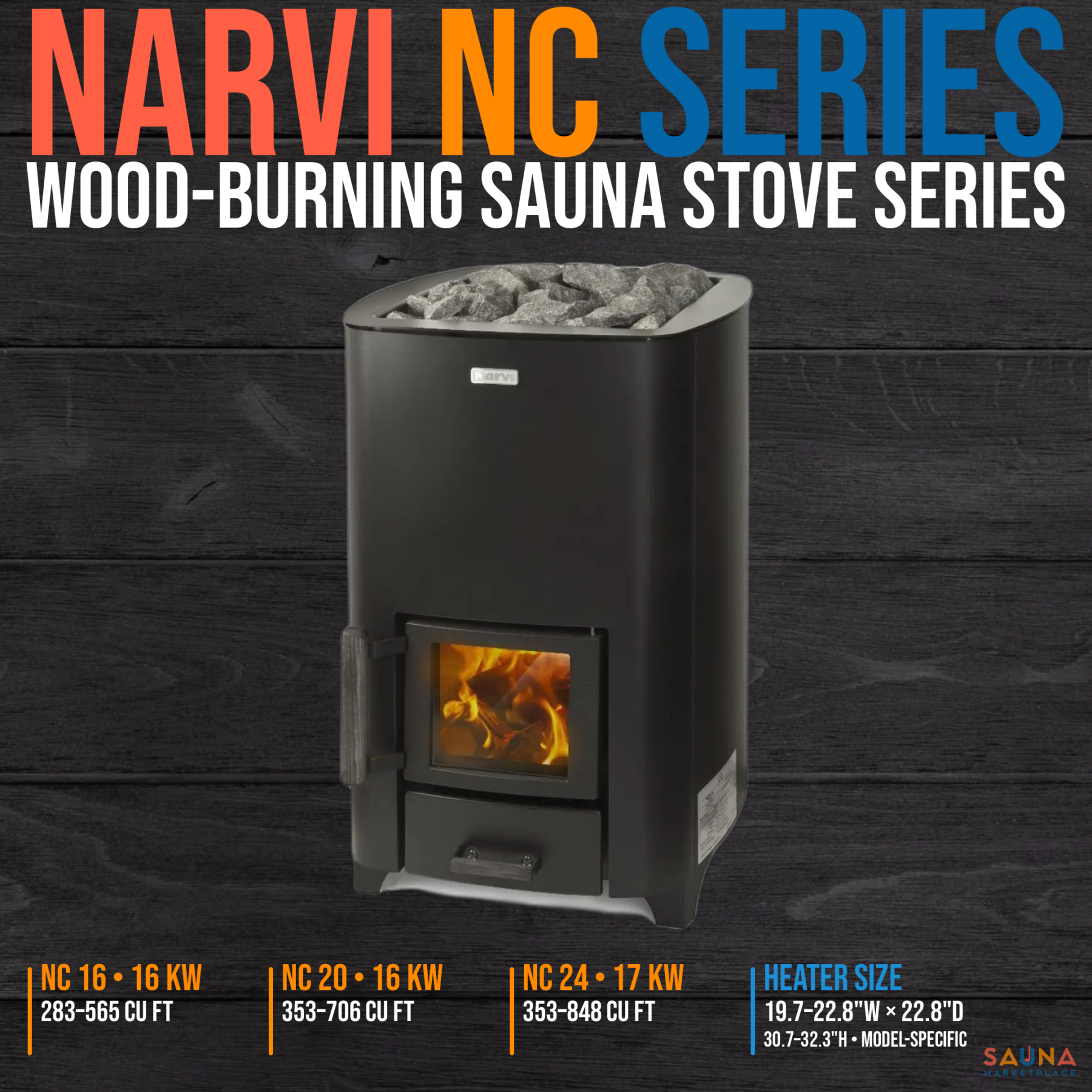 Narvi NC Wood-Burning Sauna Stove | 16, 20 & 24