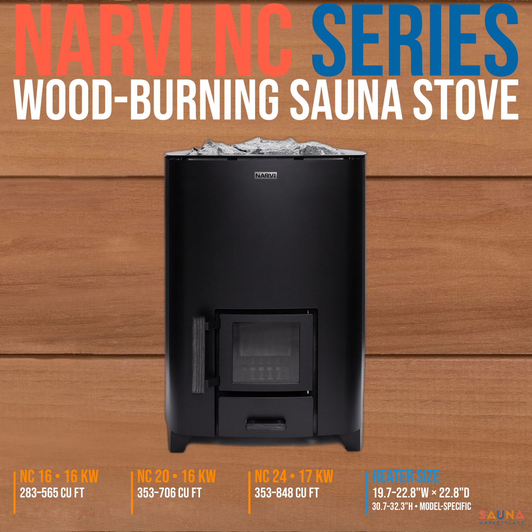 Narvi NC Wood-Burning Sauna Stove | 16, 20 & 24