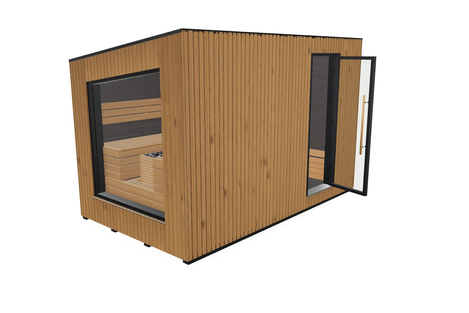 3D view of the Auroom Terra M Outdoor Sauna With Changing Room