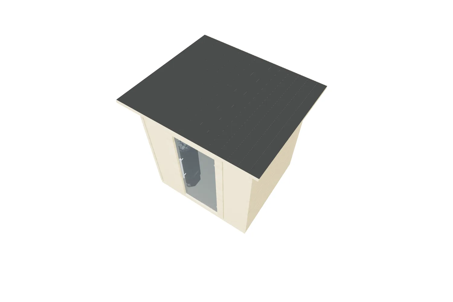 3D view of the SaunaLife G2 Small Outdoor Sauna Kit With 2 Bench Levels