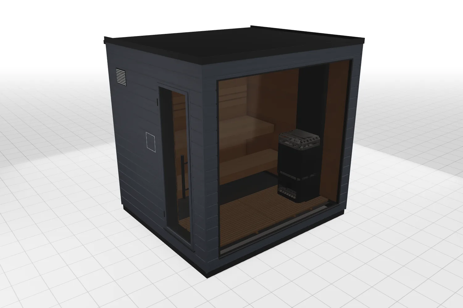 3D view of the SaunaLife G6 Prebuilt Outdoor Sauna